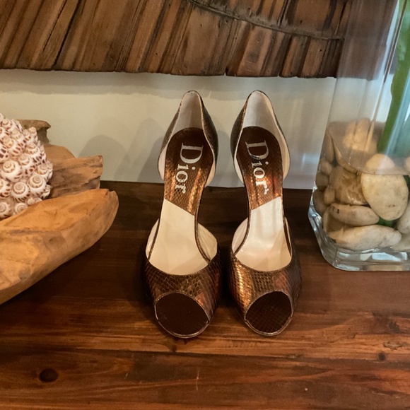 Christian Dior Vintage Copped Python D’Orsay Pumps Size 37 - Picture 3 of 10